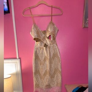 Love Culture Cream One Shoulder Sheath Dress